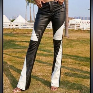 Two tone leather pants
